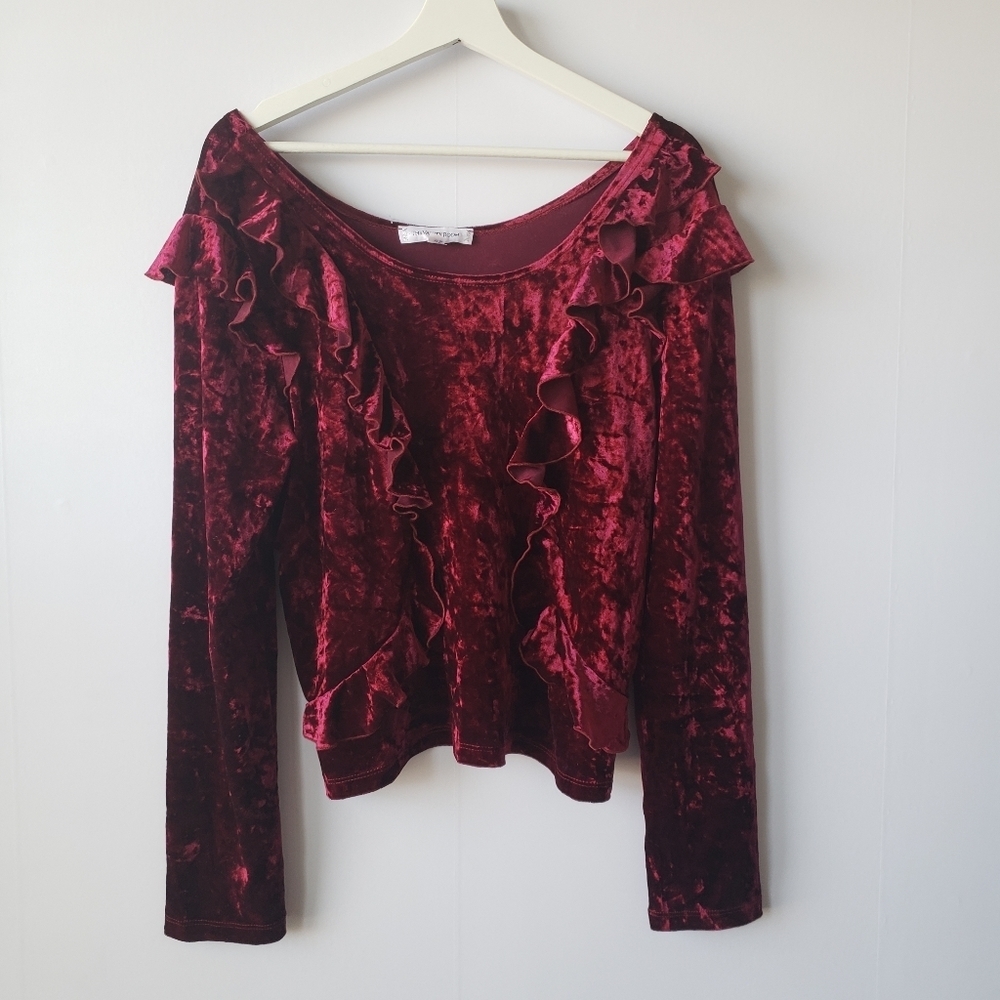 The vanity room crushed velvet ruffle top